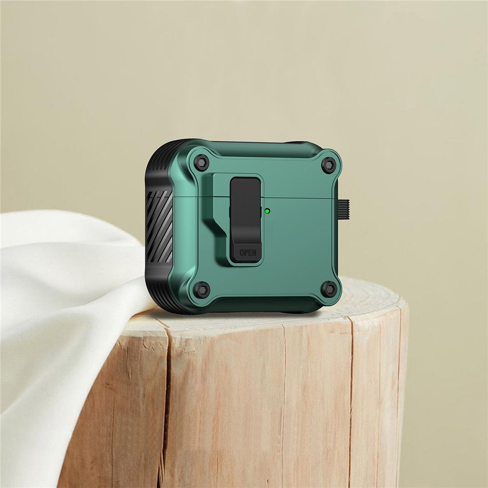 Compatible With  AirPods 5 / 4 Case TPU+PC Protector Bluetooth-compatible Earbuds Cover with Carabiner - Green