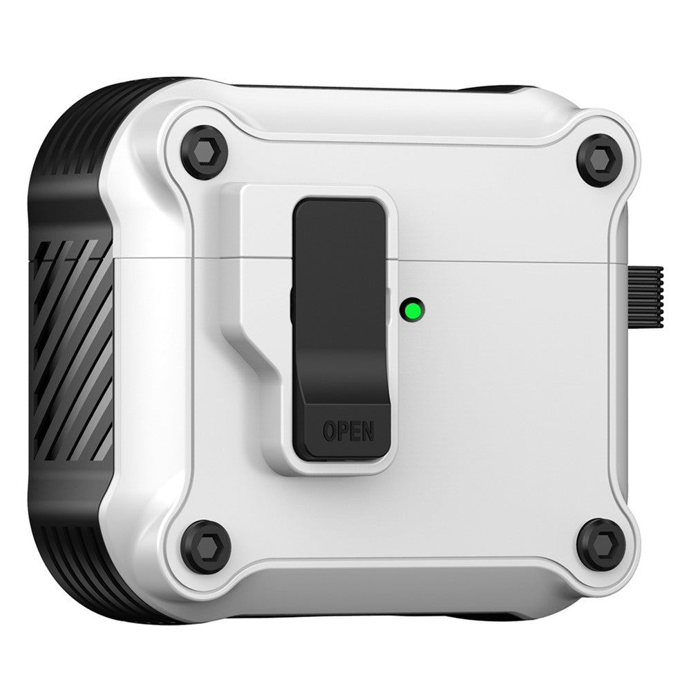 Compatible With  AirPods 5 / 4 Case TPU+PC Protector Bluetooth-compatible Earbuds Cover with Carabiner - White