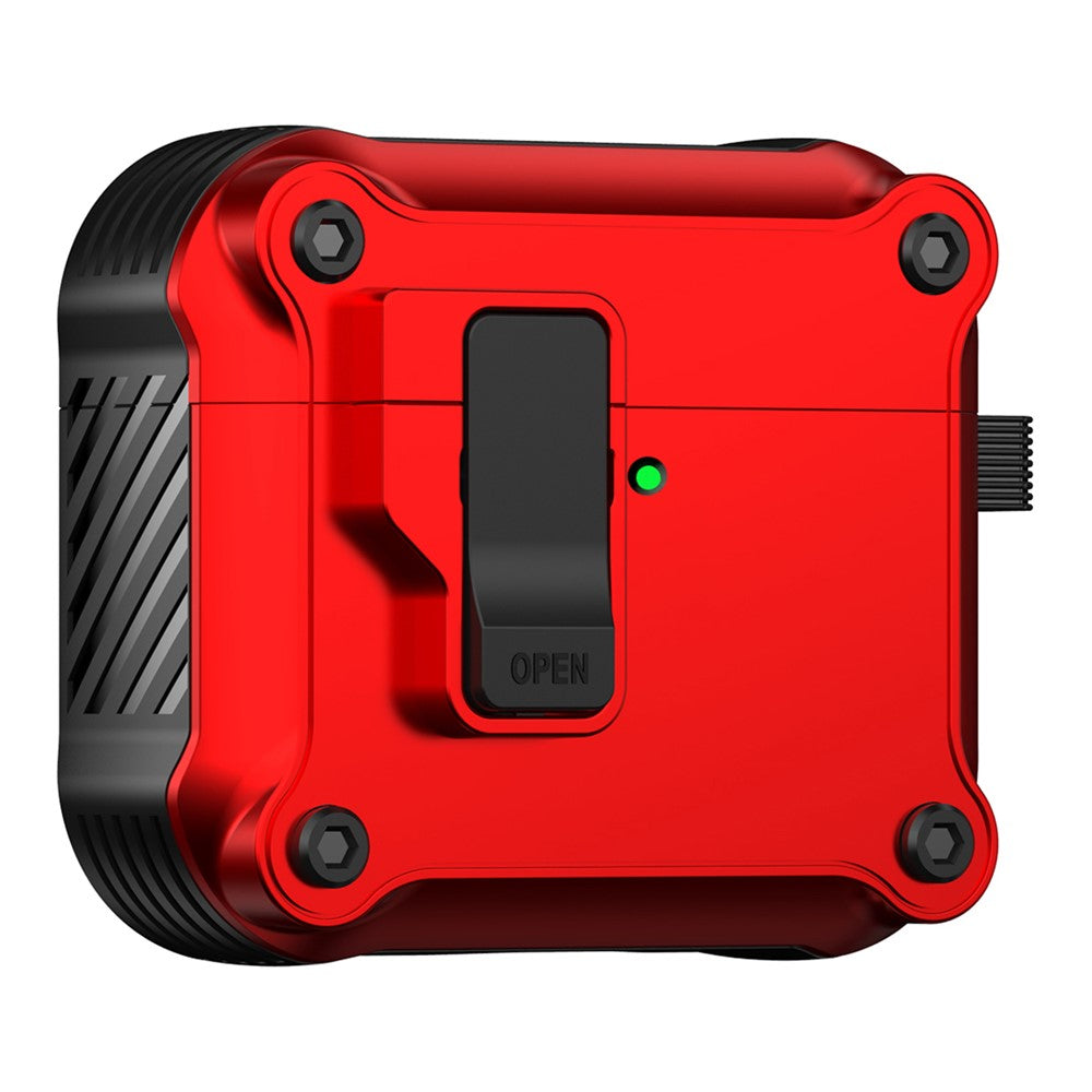 Compatible With  AirPods 5 / 4 Case TPU+PC Protector Bluetooth-compatible Earbuds Cover with Carabiner - Red