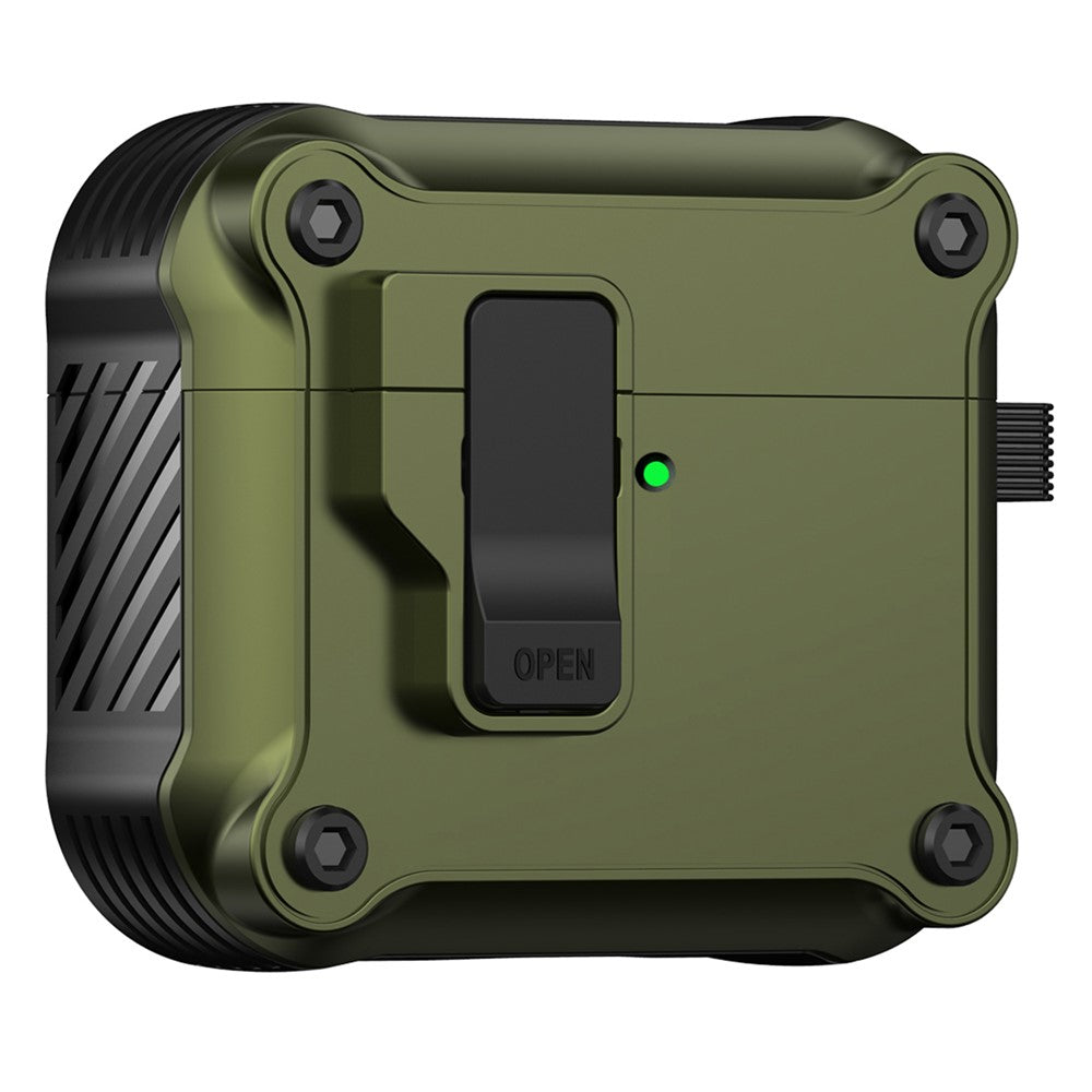 Compatible With  AirPods 5 / 4 Case TPU+PC Protector Bluetooth-compatible Earbuds Cover with Carabiner - Army Green
