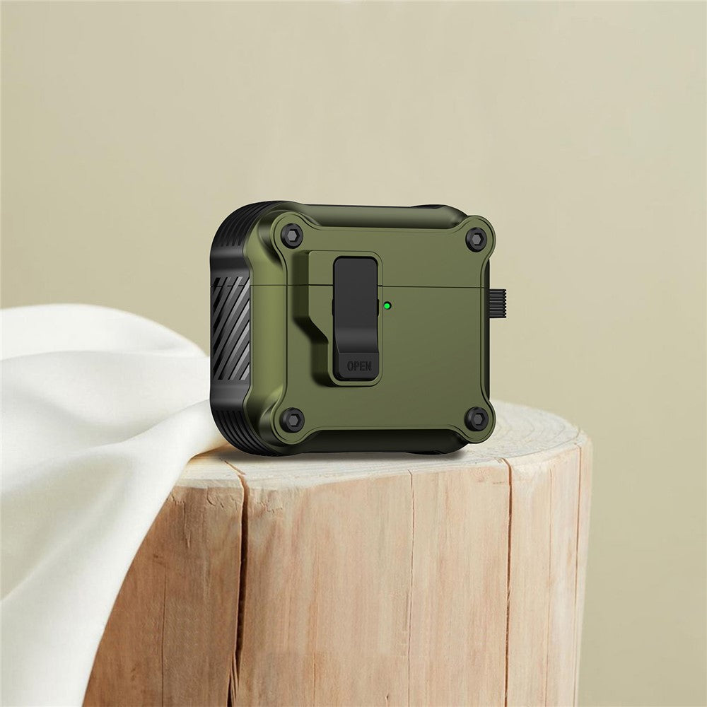 Compatible With  AirPods 5 / 4 Case TPU+PC Protector Bluetooth-compatible Earbuds Cover with Carabiner - Army Green