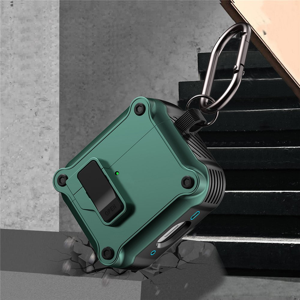 Compatible With  AirPods 5 / 4 Case TPU+PC Protector Bluetooth-compatible Earbuds Cover with Carabiner - Army Green