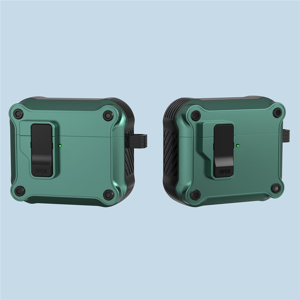 Compatible With  AirPods 5 / 4 Case TPU+PC Protector Bluetooth-compatible Earbuds Cover with Carabiner - Army Green