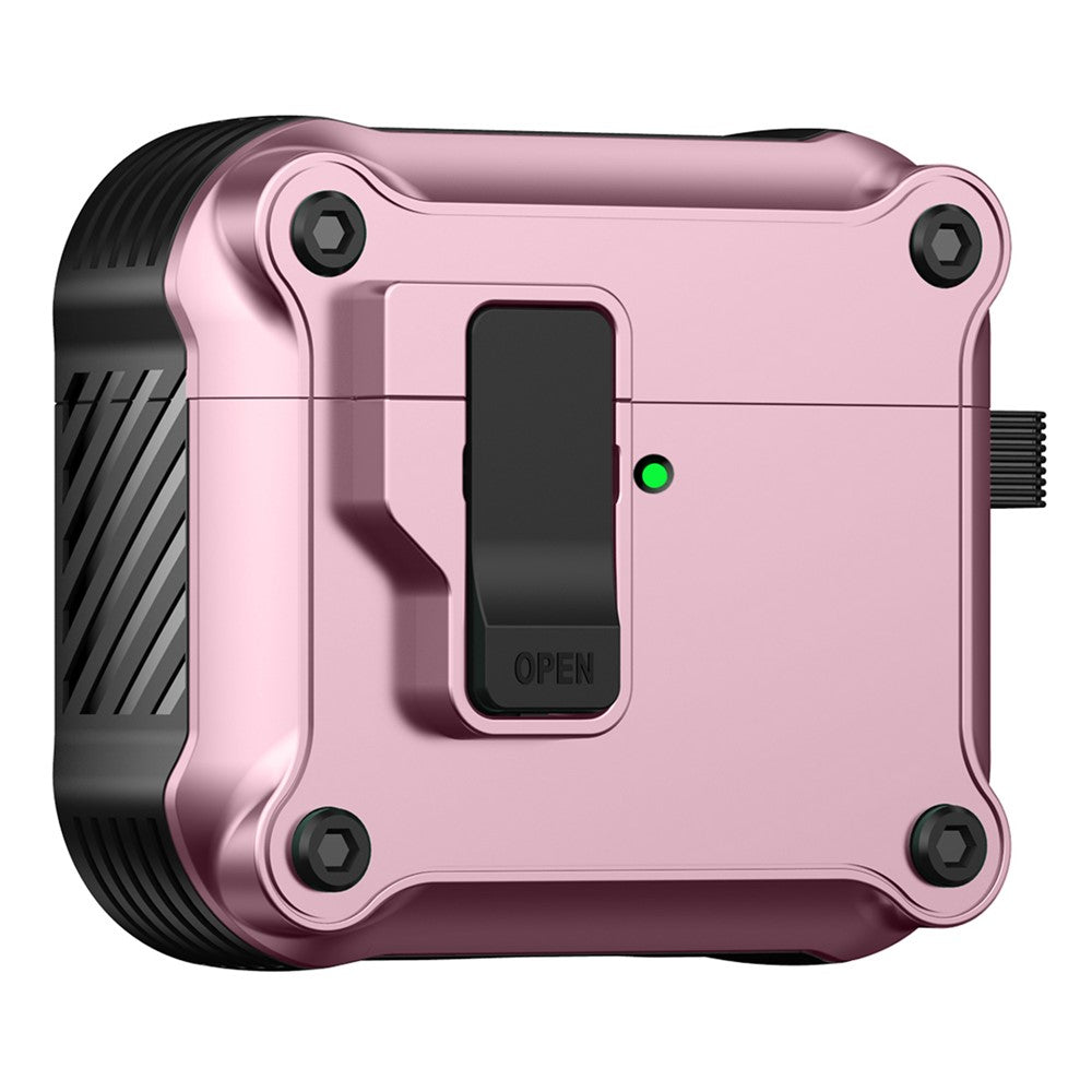 Compatible With  AirPods 5 / 4 Case TPU+PC Protector Bluetooth-compatible Earbuds Cover with Carabiner - Pink