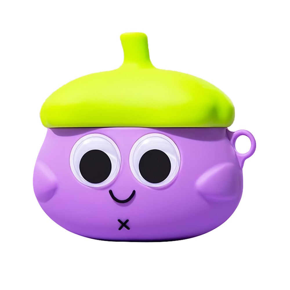 Compatible With  AirPods 5 / 4 Case 3D Cartoon Cute Silicone Earbuds Cover with Carabiner - Eggplant