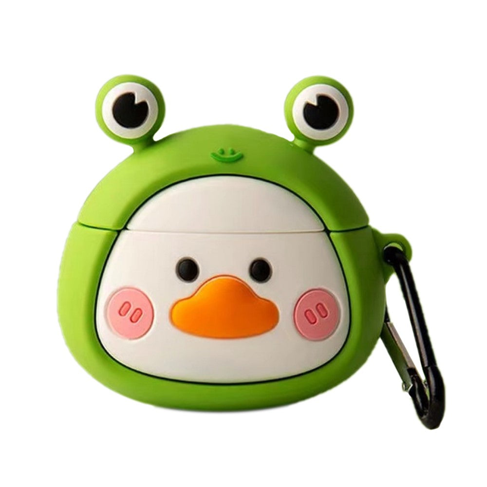 Compatible With  AirPods 5 / 4 Case 3D Cartoon Cute Silicone Earbuds Cover with Carabiner - Frog Eye Duck