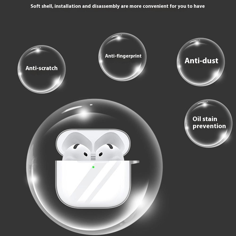 Compatible With  AirPods 5 / 4 Case Bluetooth-compatible Earphone Silicone Case Clear Earbud Protective Cover with Lanyard