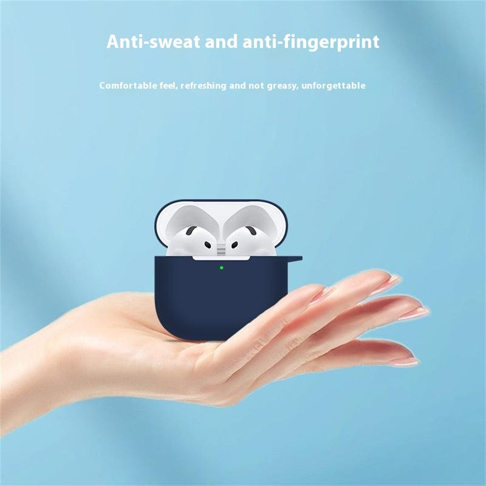 Compatible With  AirPods 5 / 4 Case Bluetooth-compatible Earphone Silicone Case Earbud Protective Cover with Lanyard - Black