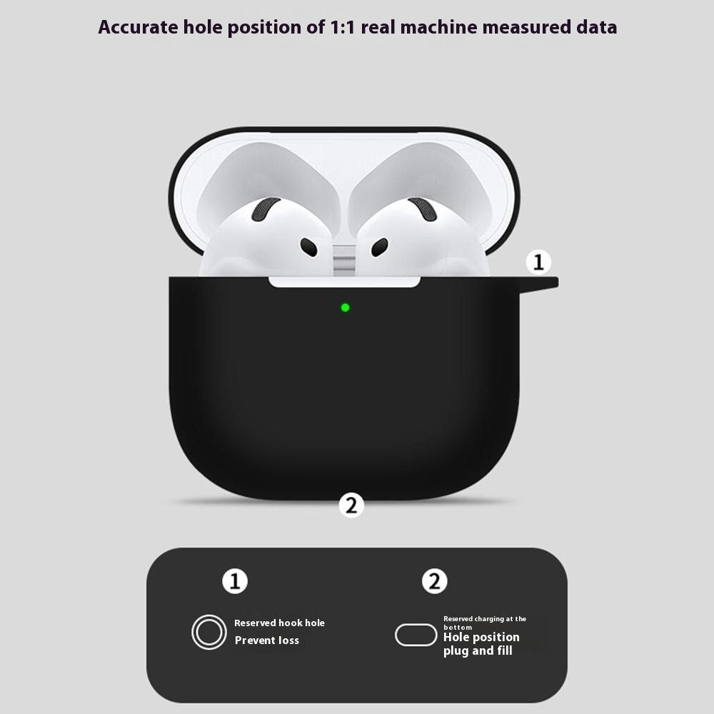 Compatible With  AirPods 5 / 4 Case Bluetooth-compatible Earphone Silicone Case Earbud Protective Cover with Lanyard - White