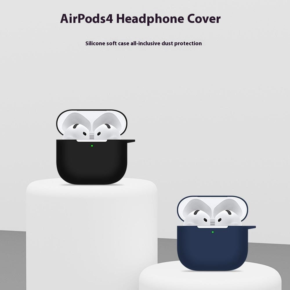 Compatible With  AirPods 5 / 4 Case Bluetooth-compatible Earphone Silicone Case Earbud Protective Cover with Lanyard - Red