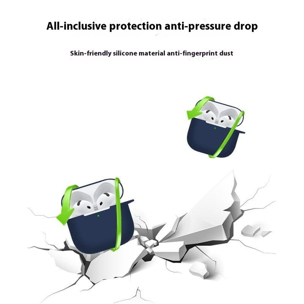 Compatible With  AirPods 5 / 4 Case Bluetooth-compatible Earphone Silicone Case Earbud Protective Cover with Lanyard - Blue