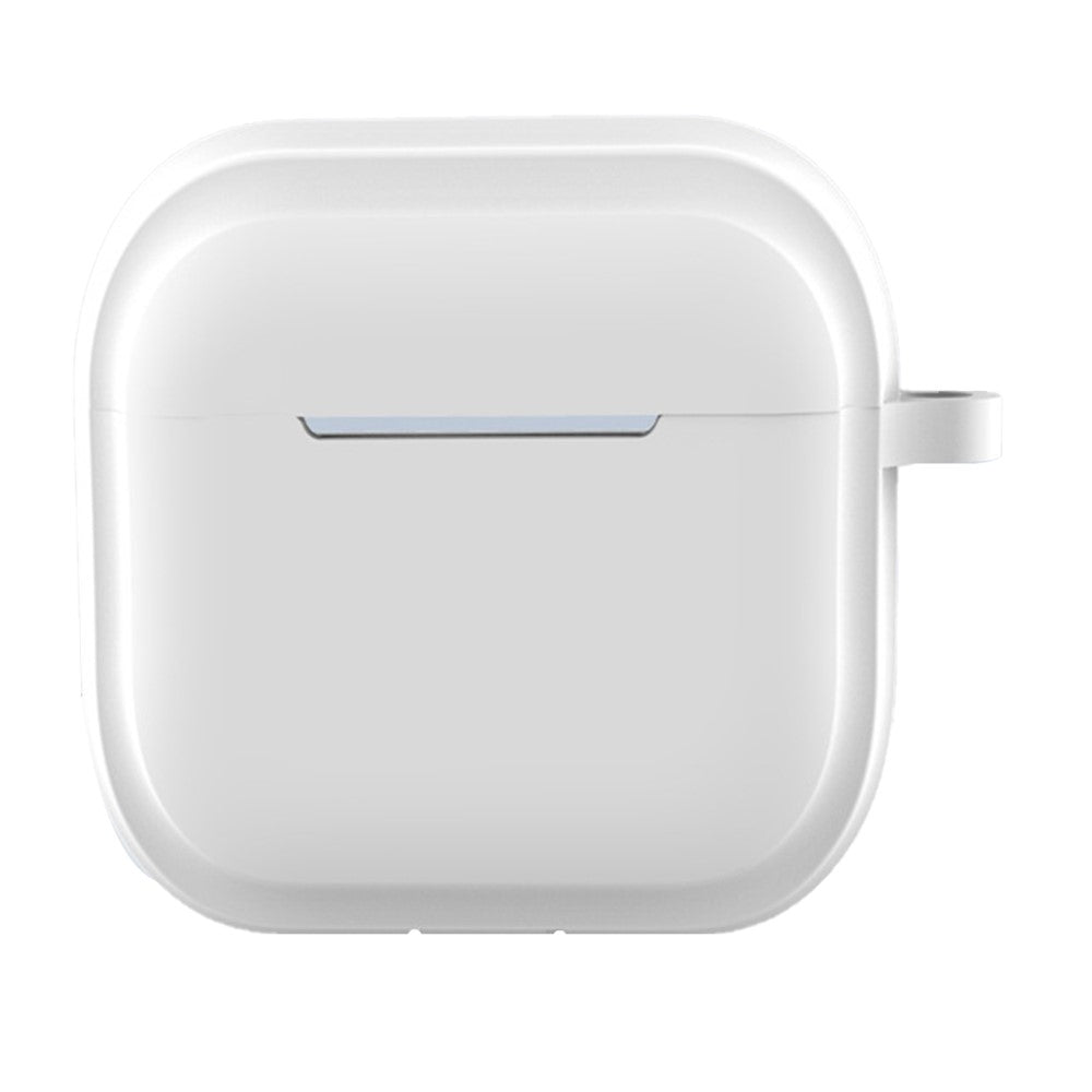 Compatible With  AirPods 5 / 4 Case Bluetooth-compatible Earphone Silicone Case Earbud Protective Cover with Carabiner - White