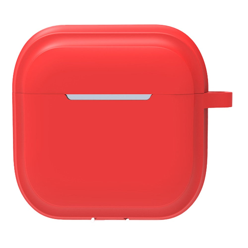 Compatible With  AirPods 5 / 4 Case Bluetooth-compatible Earphone Silicone Case Earbud Protective Cover with Carabiner - Red