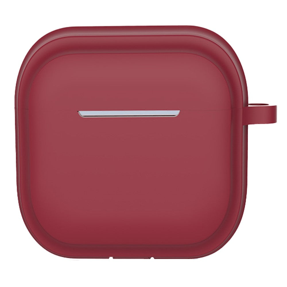 Compatible With  AirPods 5 / 4 Case Bluetooth-compatible Earphone Silicone Case Earbud Protective Cover with Carabiner - Wine Red