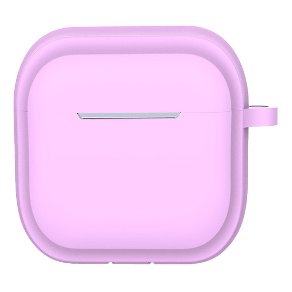 Compatible With  AirPods 5 / 4 Case Bluetooth-compatible Earphone Silicone Case Earbud Protective Cover with Carabiner - Pink Purple