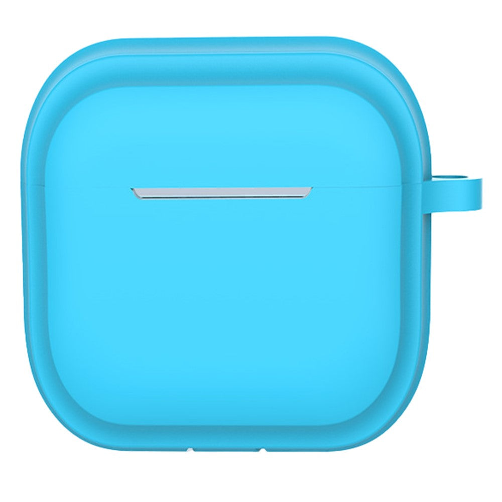 Compatible With  AirPods 5 / 4 Case Bluetooth-compatible Earphone Silicone Case Earbud Protective Cover with Carabiner - Baby Blue