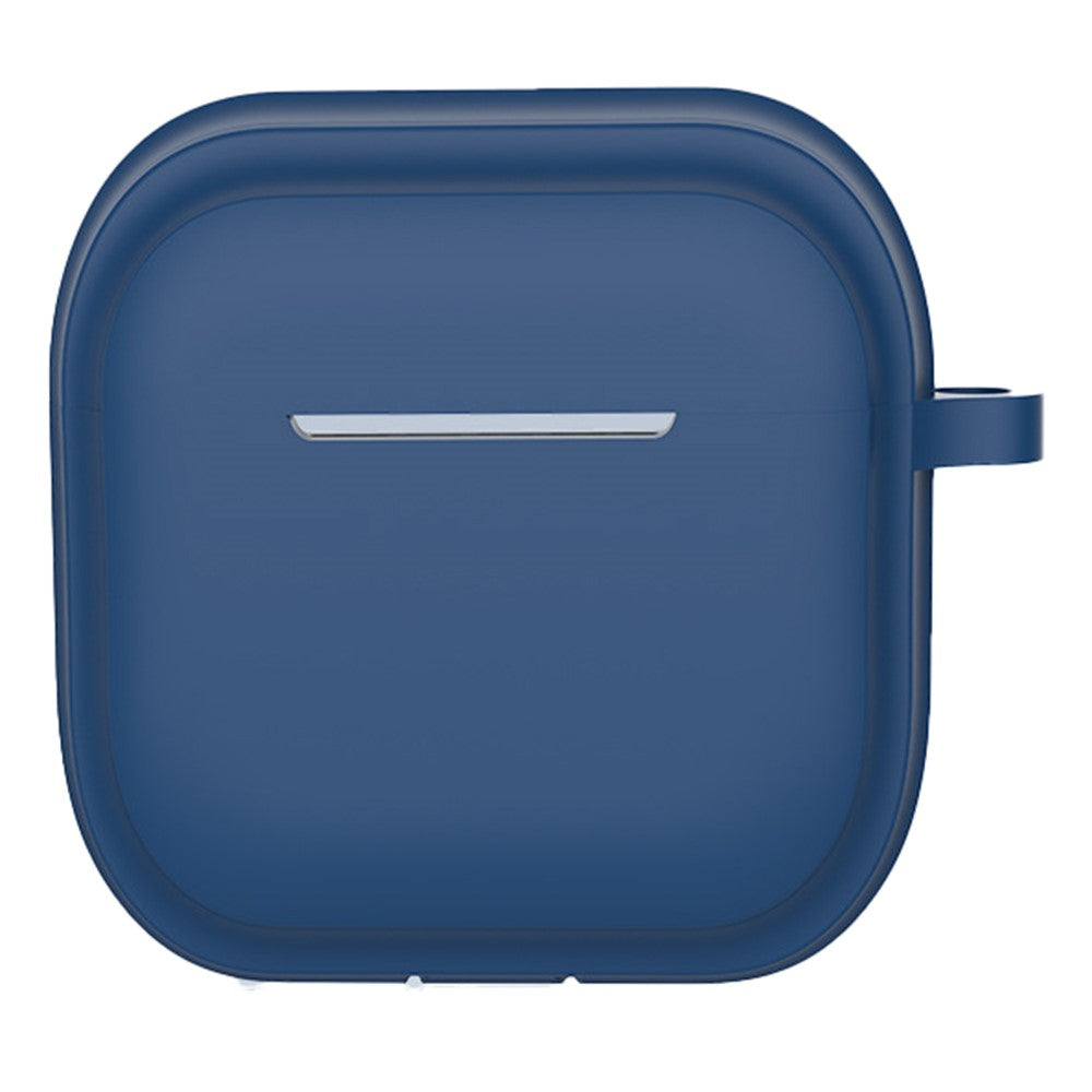 Compatible With  AirPods 5 / 4 Case Bluetooth-compatible Earphone Silicone Case Earbud Protective Cover with Carabiner - Dark Blue