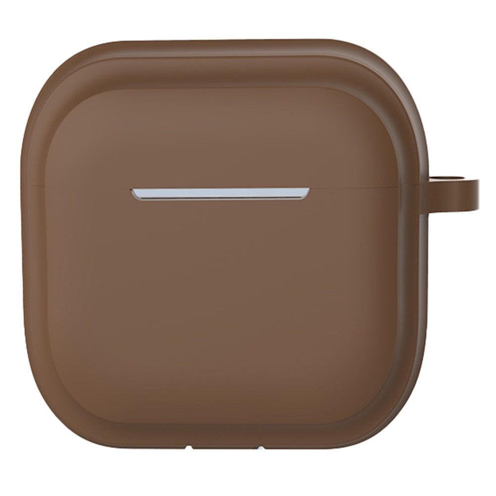 Compatible With  AirPods 5 / 4 Case Bluetooth-compatible Earphone Silicone Case Earbud Protective Cover with Carabiner - Brown