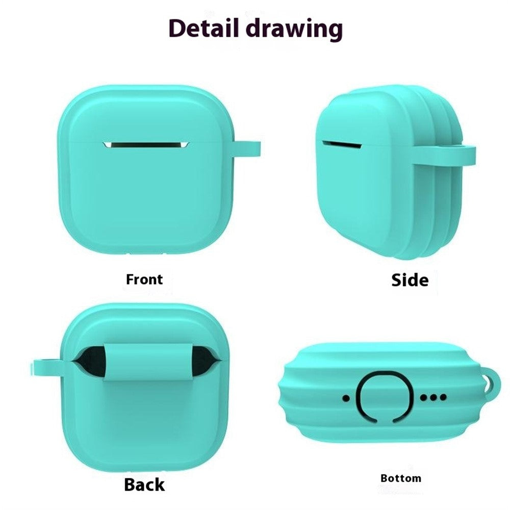 Compatible With  AirPods 5 / 4 Case Bluetooth-compatible Earphone Silicone Case Earbud Protective Cover with Carabiner - Brown