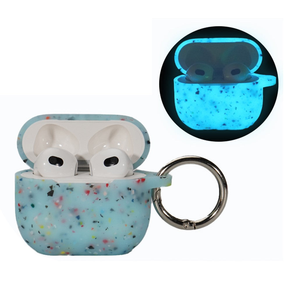 Compatible With  AirPods 5 / 4 Case Bluetooth-compatible Earphone Degradable TPU Case Luminous Earbud Protective Cover with Buckle - Blue