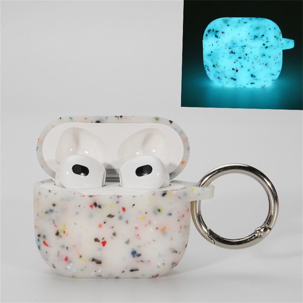 Compatible With  AirPods 5 / 4 Case Bluetooth-compatible Earphone Degradable TPU Case Luminous Earbud Protective Cover with Buckle - White
