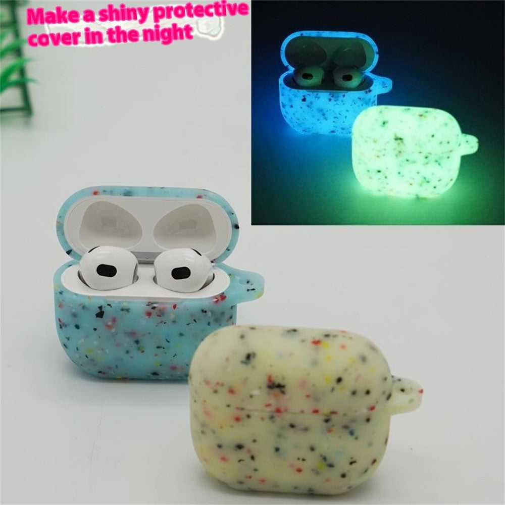 Compatible With  AirPods 5 / 4 Case Bluetooth-compatible Earphone Degradable TPU Case Luminous Earbud Protective Cover with Buckle - White