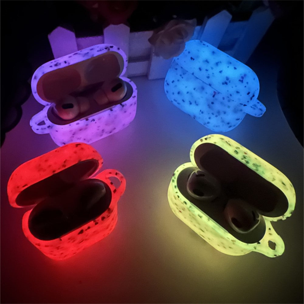 Compatible With  AirPods 5 / 4 Case Bluetooth-compatible Earphone Degradable TPU Case Luminous Earbud Protective Cover with Buckle - Green