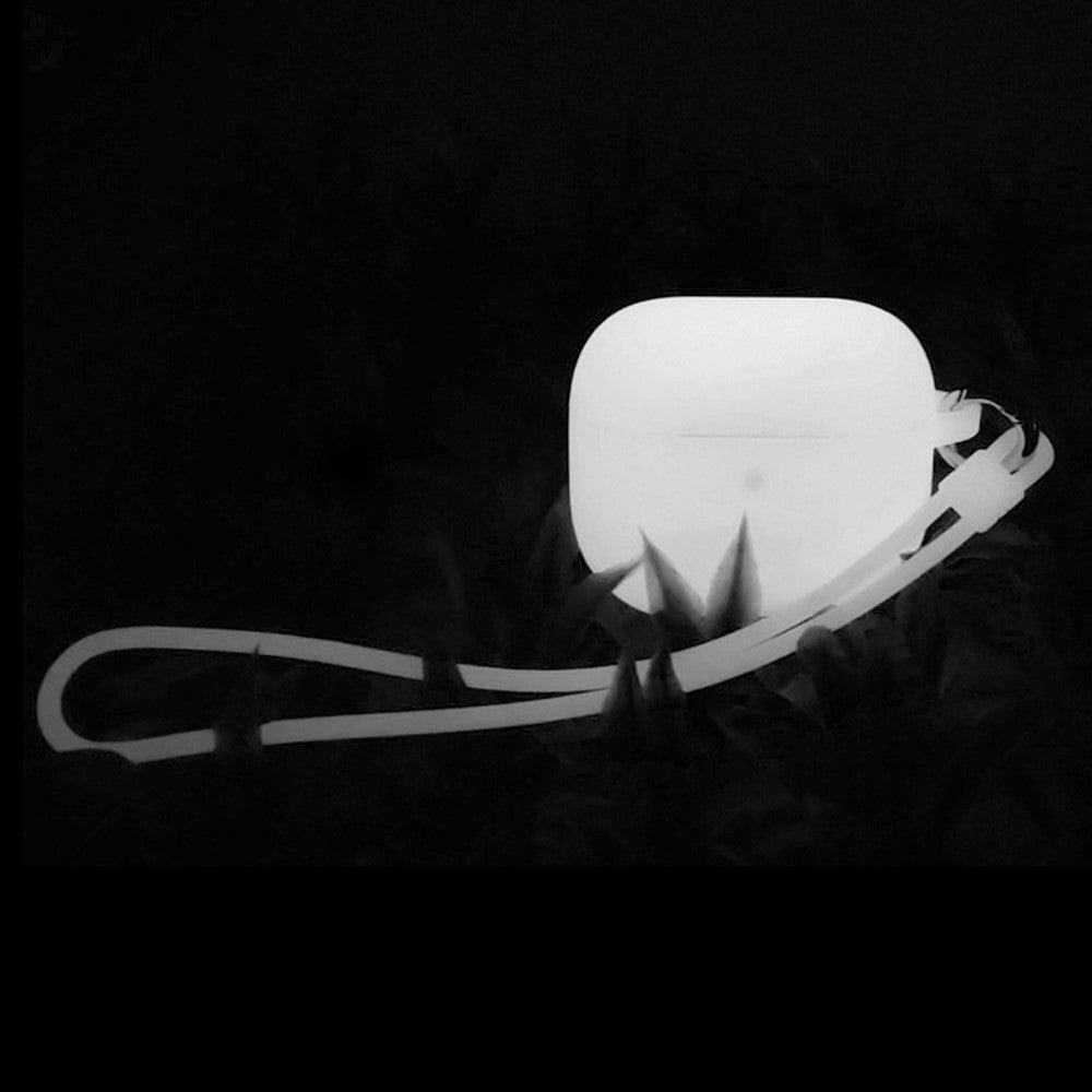 Compatible With  AirPods 5 / 4 Silicone Case Luminous Bluetooth-compatible Earphone Protective Cover with Lanyard - Luminous White