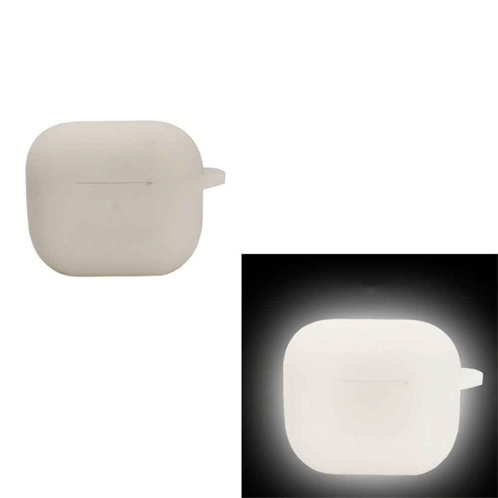 Compatible With  AirPods 5 / 4 Silicone Case Luminous Bluetooth-compatible Earphone Protective Cover with Lanyard - Luminous White