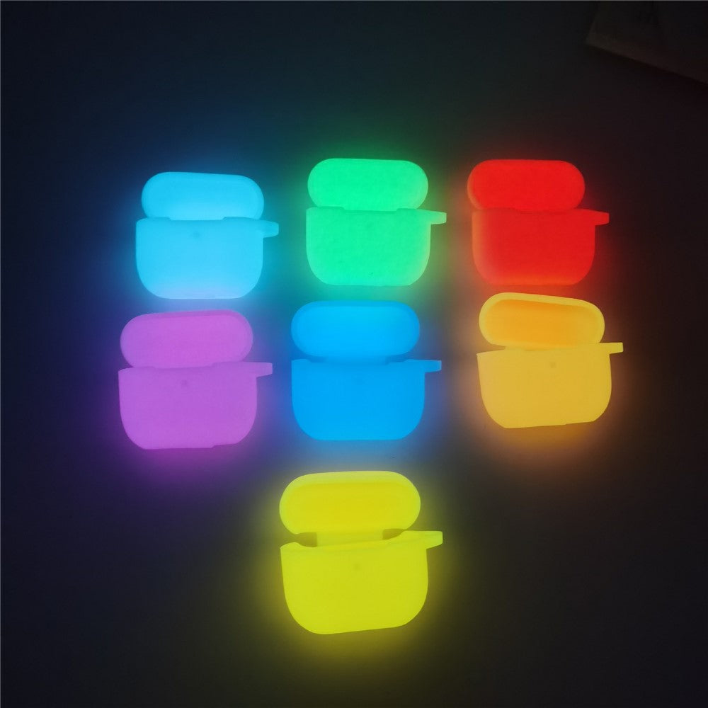 Compatible With  AirPods 5 / 4 Silicone Case Luminous Bluetooth-compatible Earphone Protective Cover with Lanyard - Luminous White