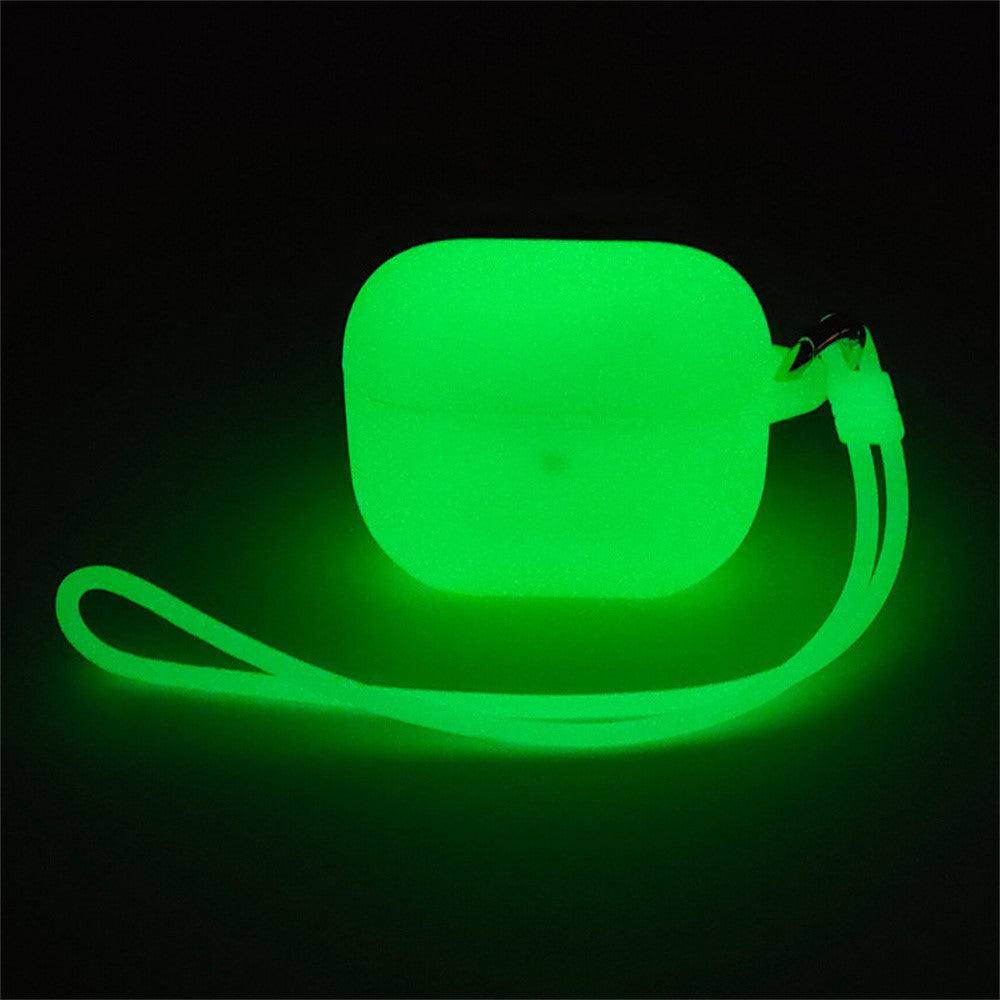 Compatible With  AirPods 5 / 4 Silicone Case Luminous Bluetooth-compatible Earphone Protective Cover with Lanyard - Luminous Green