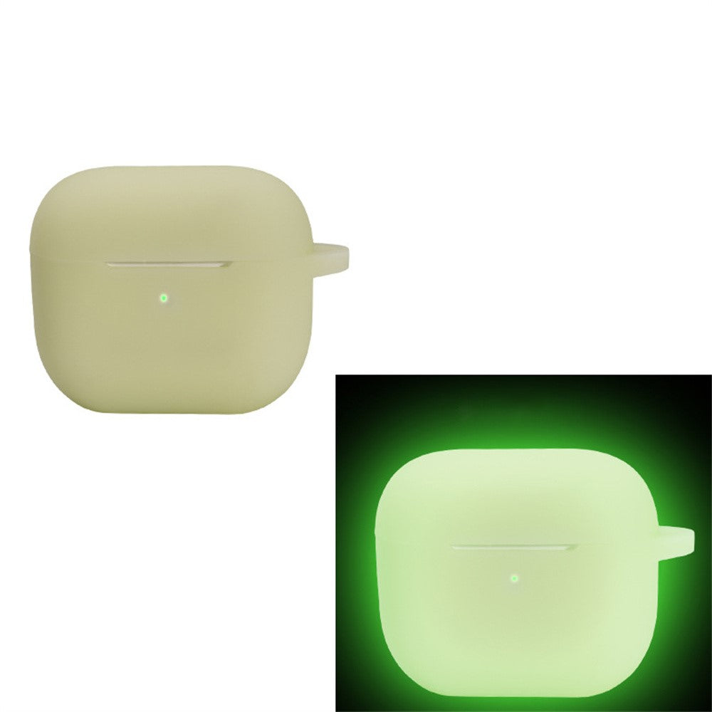 Compatible With  AirPods 5 / 4 Silicone Case Luminous Bluetooth-compatible Earphone Protective Cover with Lanyard - Luminous Green