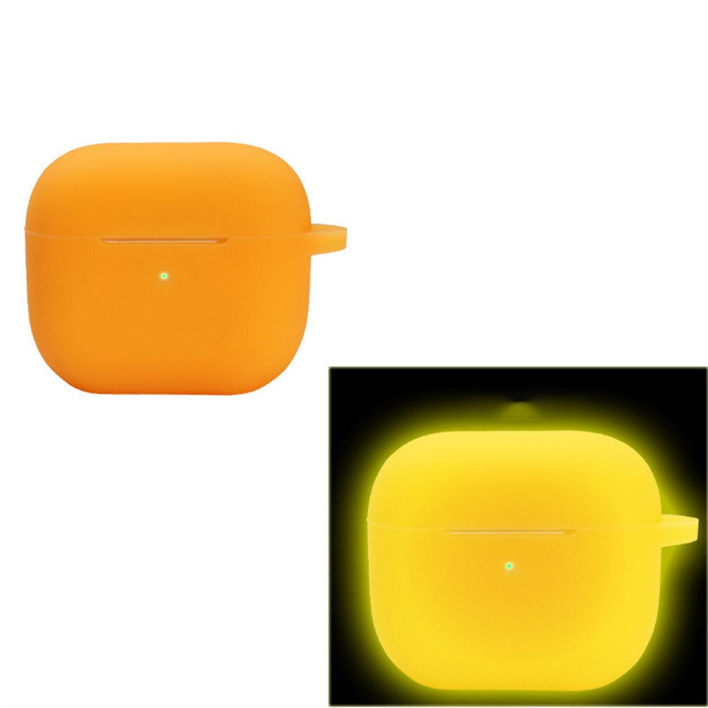 Compatible With  AirPods 5 / 4 Silicone Case Luminous Bluetooth-compatible Earphone Protective Cover with Lanyard - Luminous Yellow