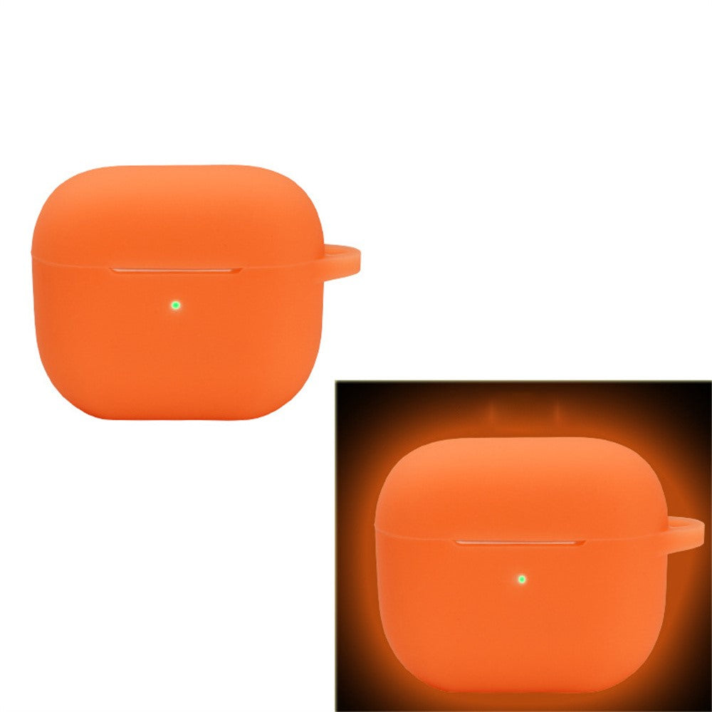 Compatible With  AirPods 5 / 4 Silicone Case Luminous Bluetooth-compatible Earphone Protective Cover with Lanyard - Luminous Orange