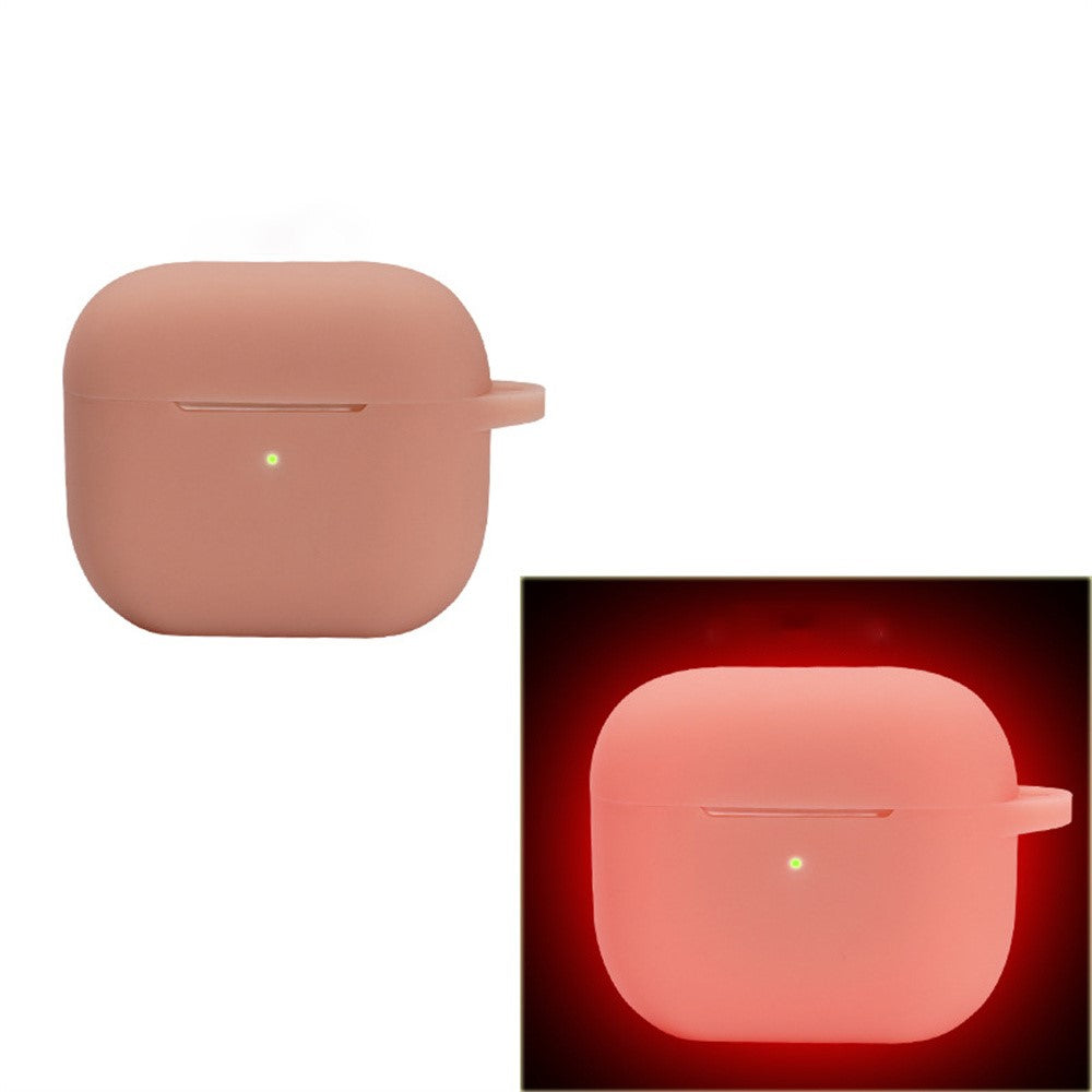 Compatible With  AirPods 5 / 4 Silicone Case Luminous Bluetooth-compatible Earphone Protective Cover with Lanyard - Luminous Red