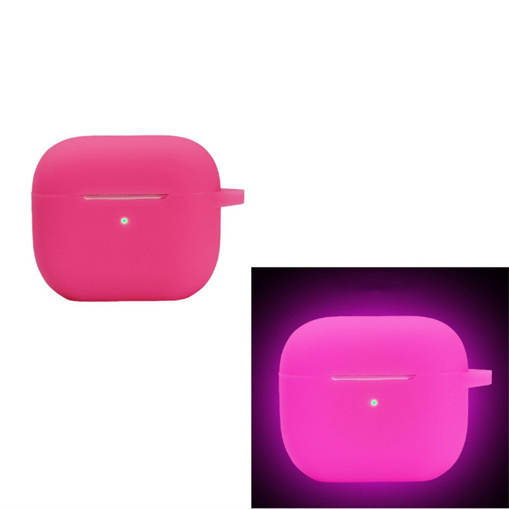 Compatible With  AirPods 5 / 4 Silicone Case Luminous Bluetooth-compatible Earphone Protective Cover with Lanyard - Luminous Pink