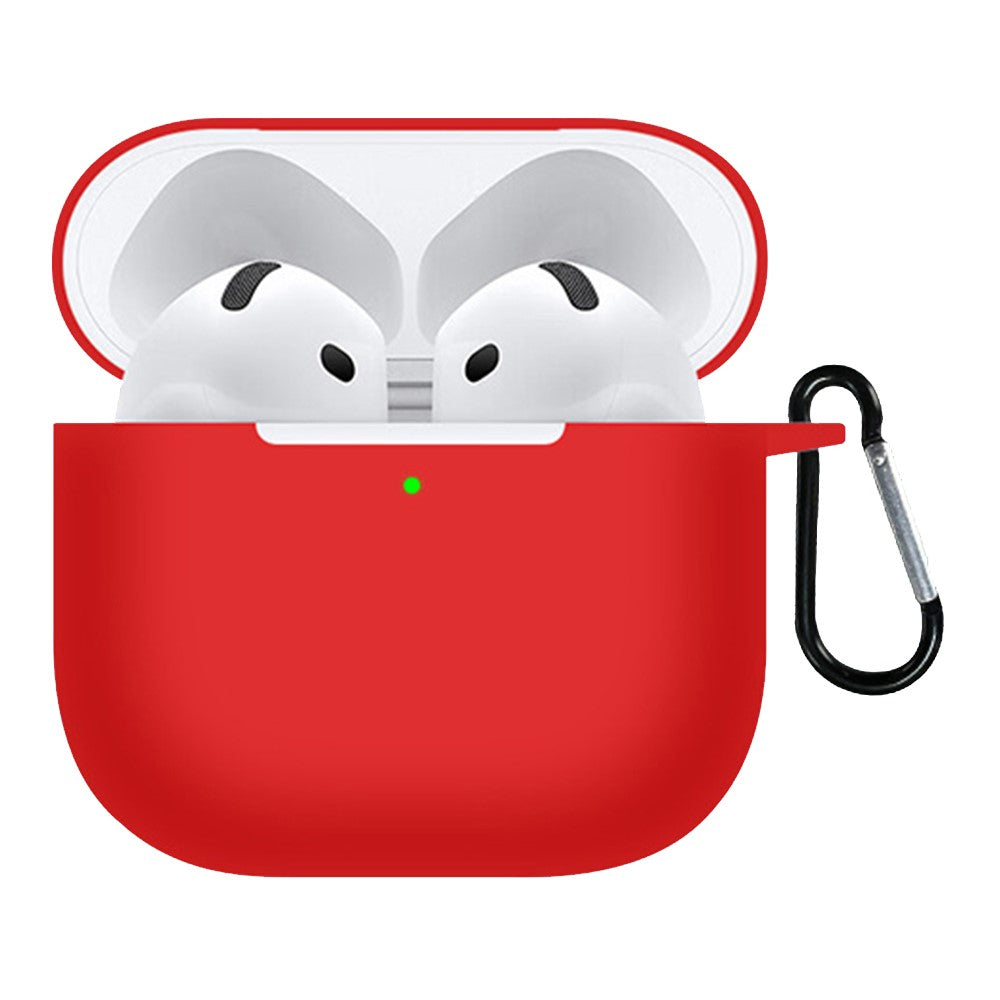Compatible With  AirPods 5 / 4 Silicone Case Bluetooth-compatible Earphones Protective Sleeve with Hook - Red