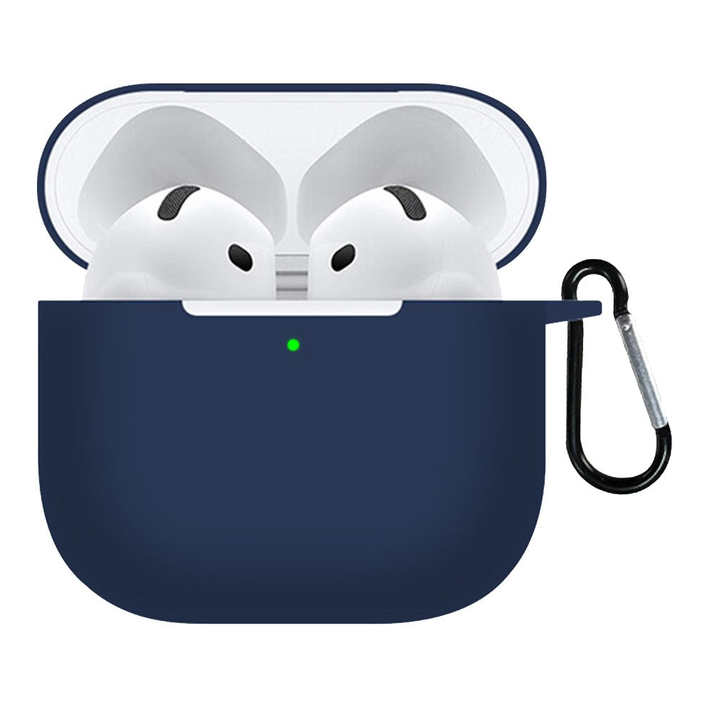 Compatible With  AirPods 5 / 4 Silicone Case Bluetooth-compatible Earphones Protective Sleeve with Hook - Midnight Blue