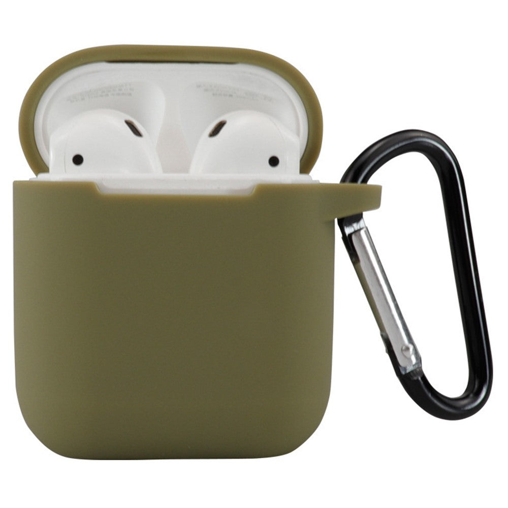 Compatible With  AirPods 5 / 4 Silicone Case Bluetooth-compatible Earphones Protective Sleeve with Hook - Army Green
