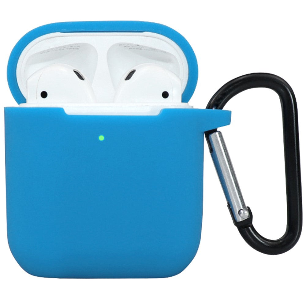 Compatible With  AirPods 5 / 4 Silicone Case Bluetooth-compatible Earphones Protective Sleeve with Hook - Sky Blue