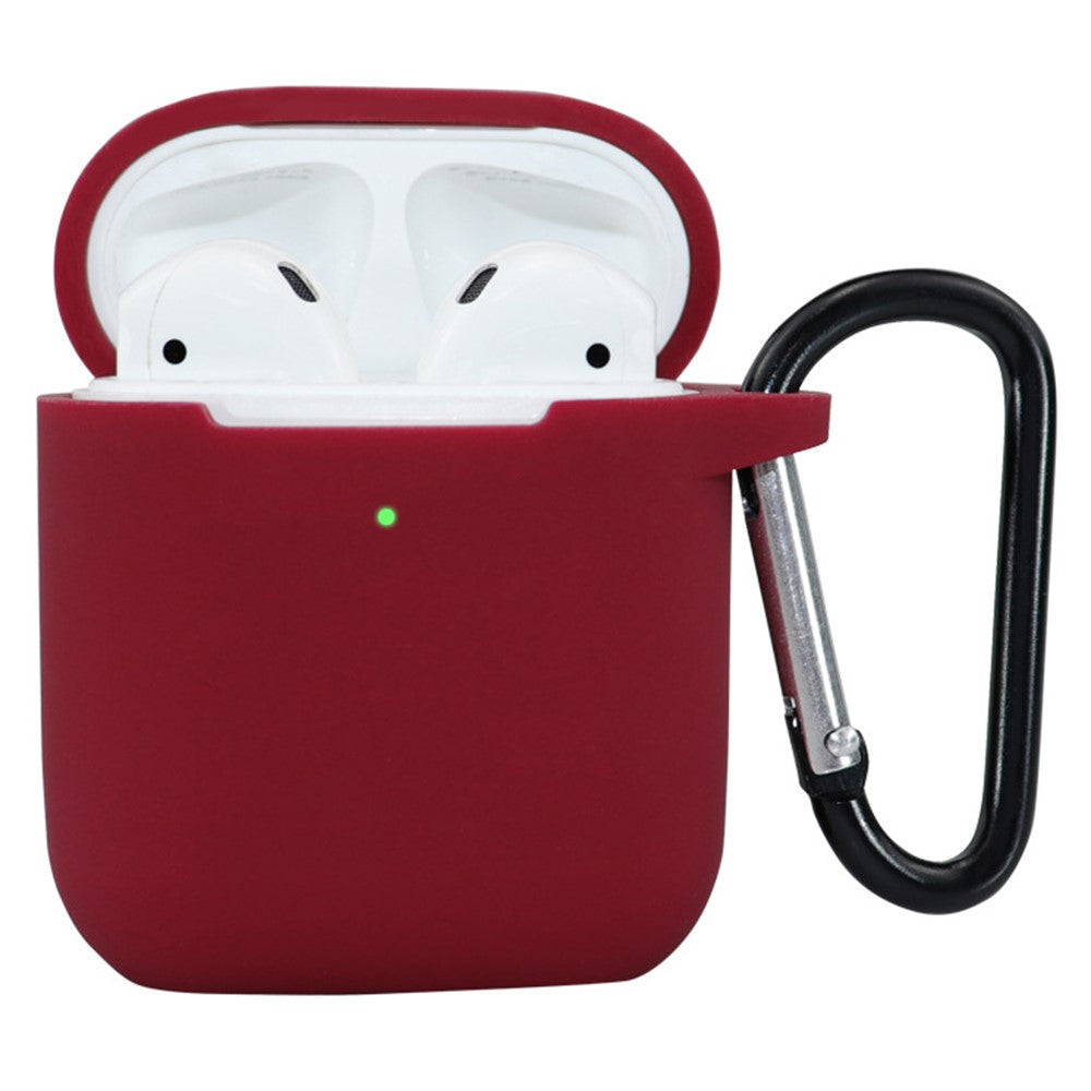 Compatible With  AirPods 5 / 4 Silicone Case Bluetooth-compatible Earphones Protective Sleeve with Hook - Wine Red