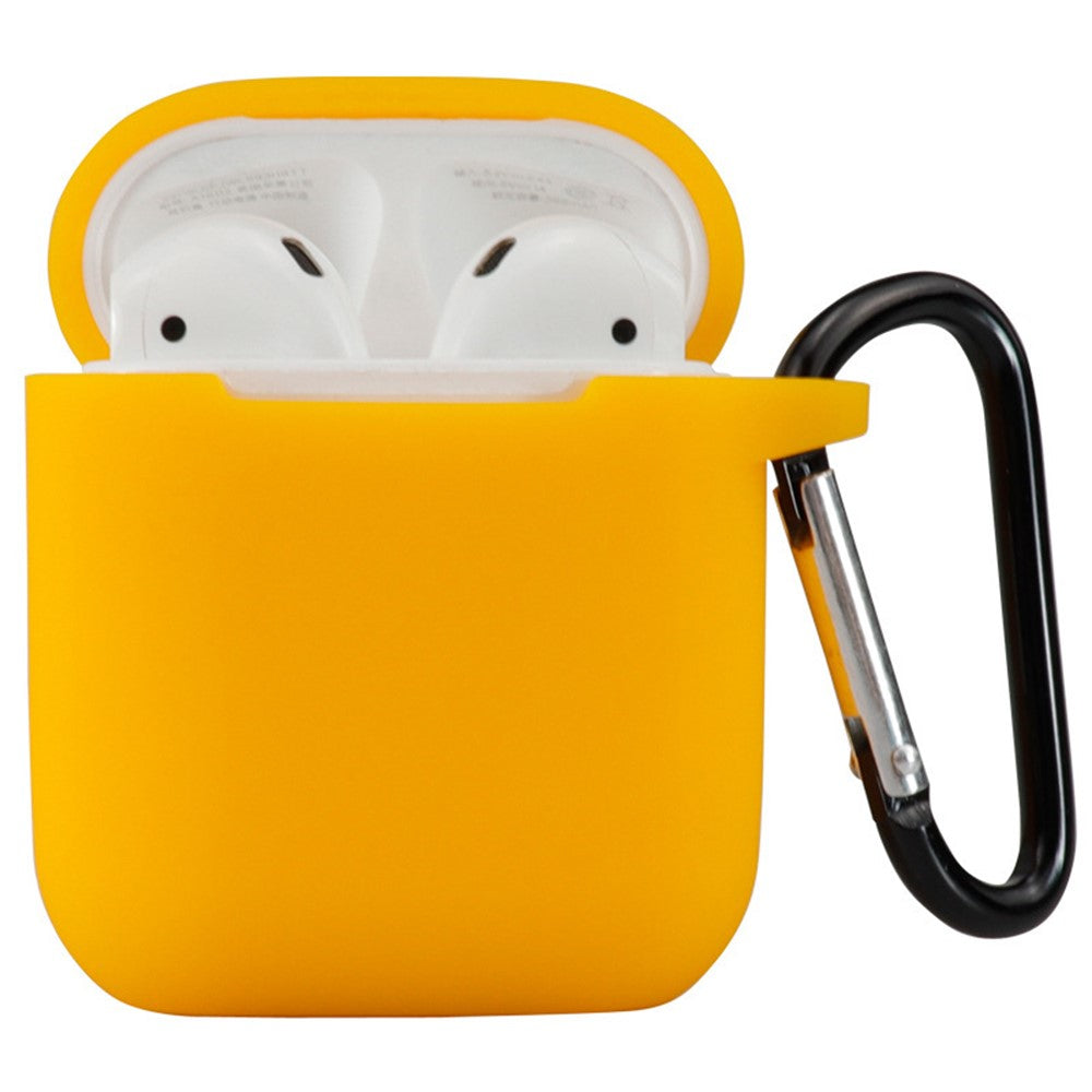Compatible With  AirPods 5 / 4 Silicone Case Bluetooth-compatible Earphones Protective Sleeve with Hook - Dark Yellow