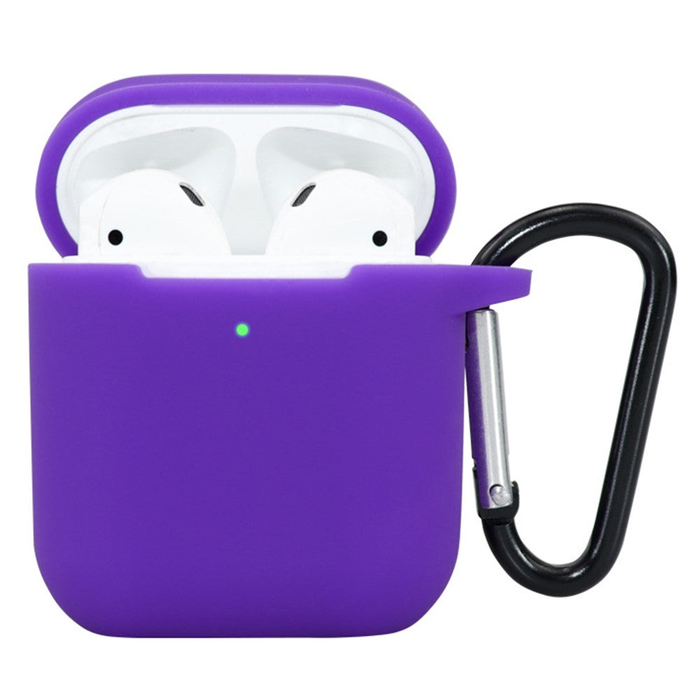 Compatible With  AirPods 5 / 4 Silicone Case Bluetooth-compatible Earphones Protective Sleeve with Hook - Purple