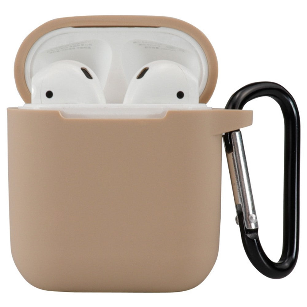 Compatible With  AirPods 5 / 4 Silicone Case Bluetooth-compatible Earphones Protective Sleeve with Hook - Light Brown