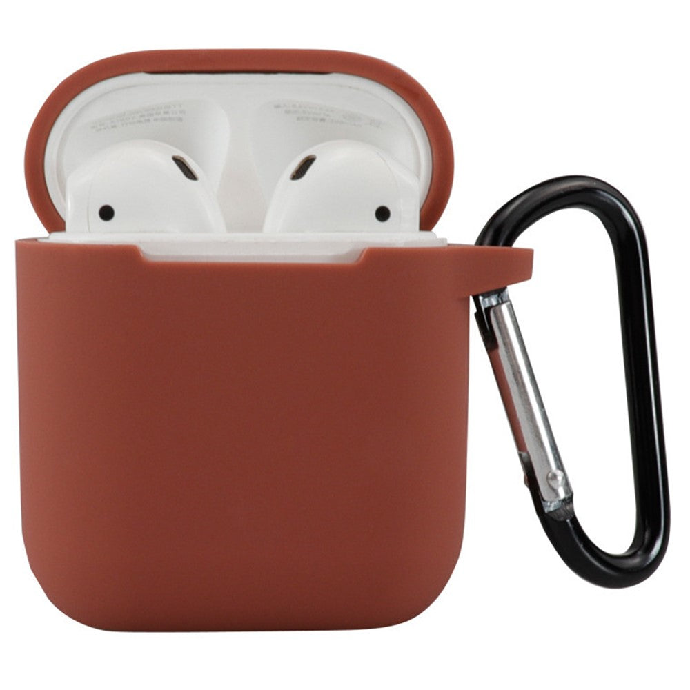 Compatible With  AirPods 5 / 4 Silicone Case Bluetooth-compatible Earphones Protective Sleeve with Hook - Brown