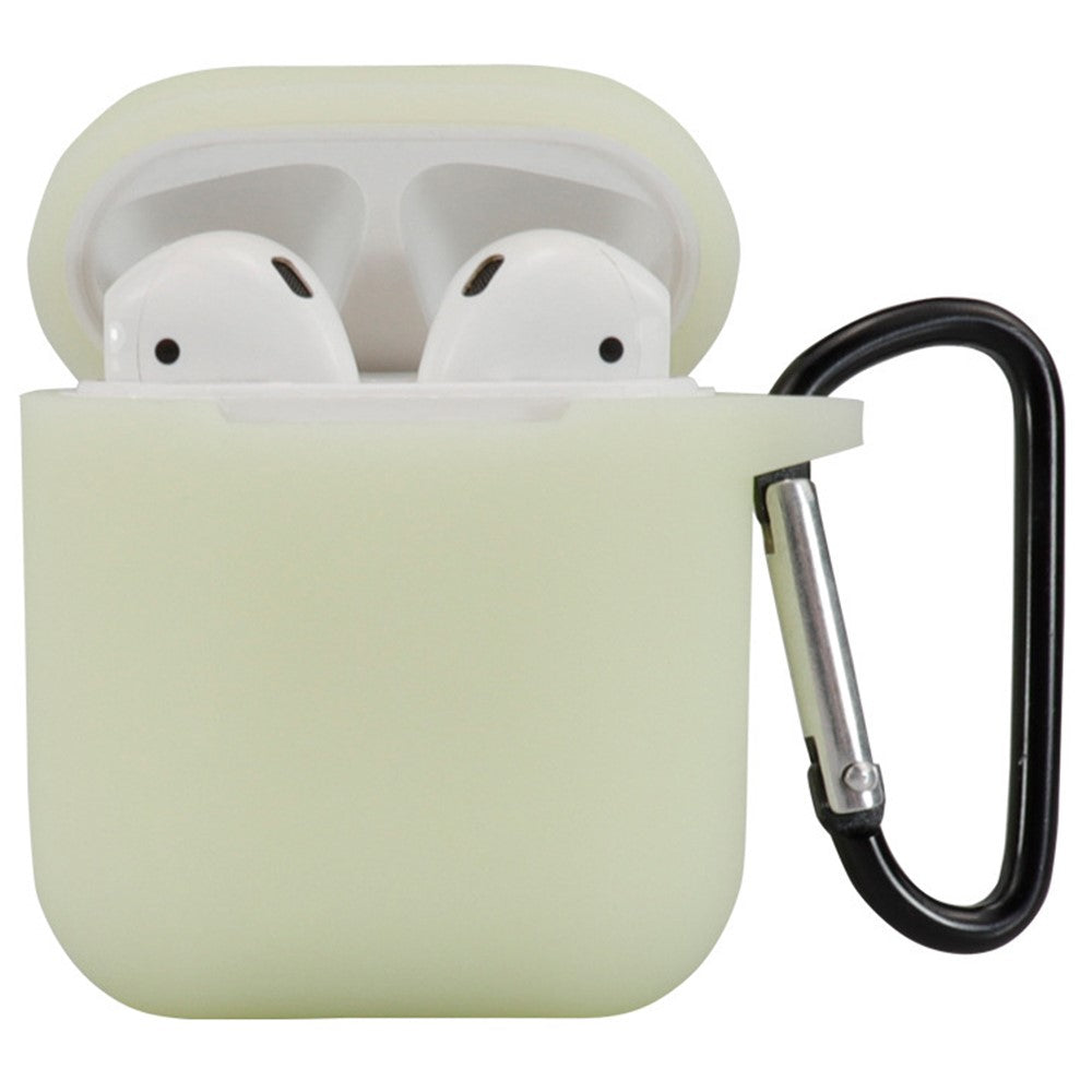 Compatible With  AirPods 5 / 4 Silicone Case Bluetooth-compatible Earphones Protective Sleeve with Hook - Luminous Green