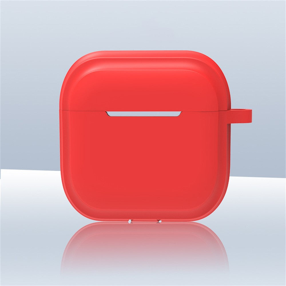 Compatible With  AirPods 5 / 4 Case Bluetooth-compatible Earphone Silicone Case Protective Cover with Bamboo Shape Lanyard - Red