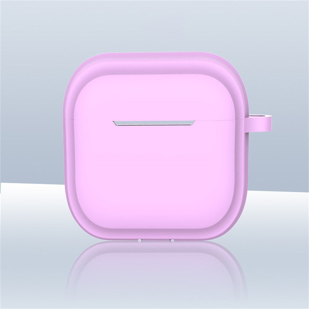 Compatible With  AirPods 5 / 4 Case Bluetooth-compatible Earphone Silicone Case Protective Cover with Bamboo Shape Lanyard - Light Purple