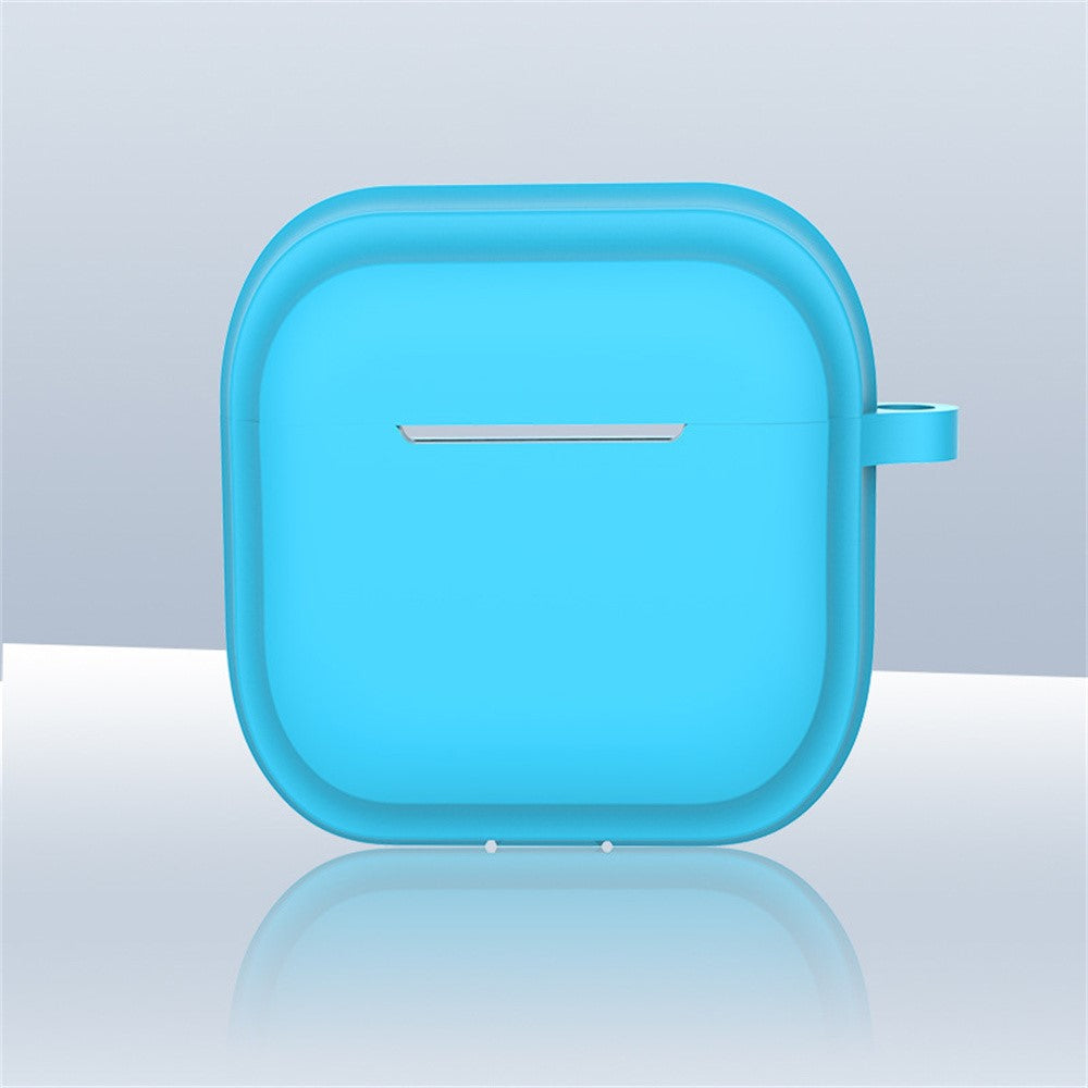 Compatible With  AirPods 5 / 4 Case Bluetooth-compatible Earphone Silicone Case Protective Cover with Bamboo Shape Lanyard - Sky Blue