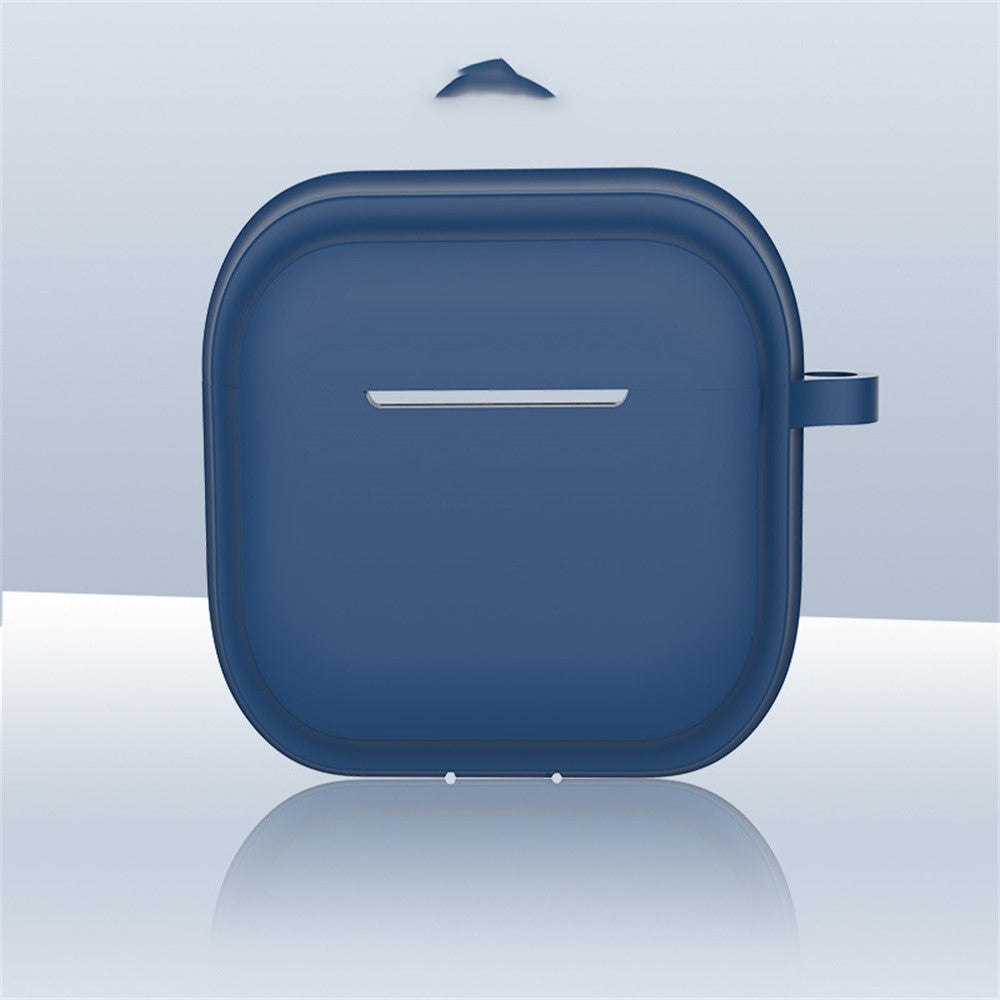 Compatible With  AirPods 5 / 4 Case Bluetooth-compatible Earphone Silicone Case Protective Cover with Bamboo Shape Lanyard - Midnight Blue